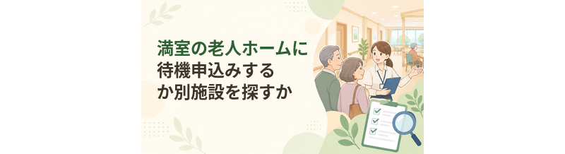 満室の老人ホームに待機申込みするか別施設を探すかの判断